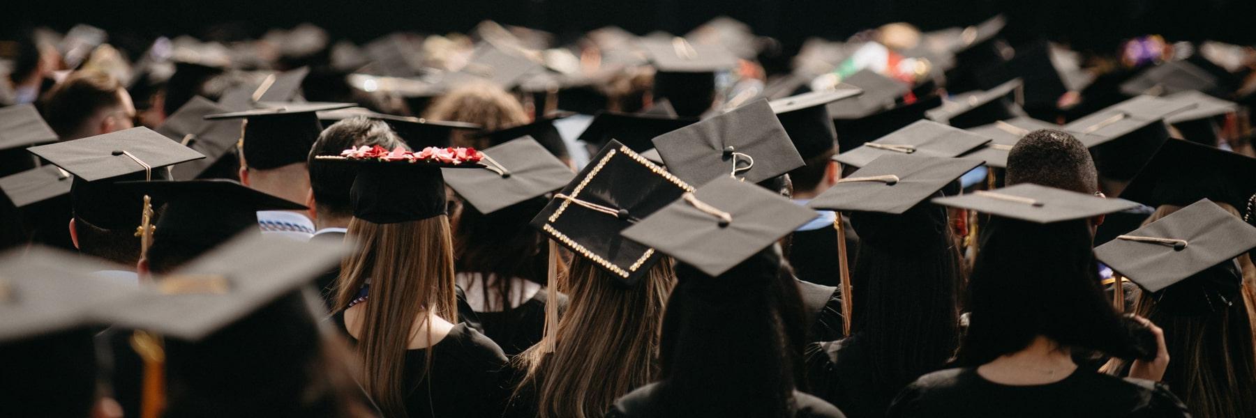 sea of graduate hats on Commencement Day