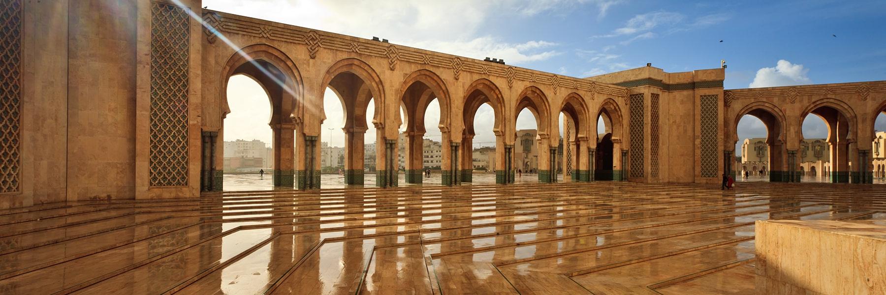 Arabic style arches at a plaza.