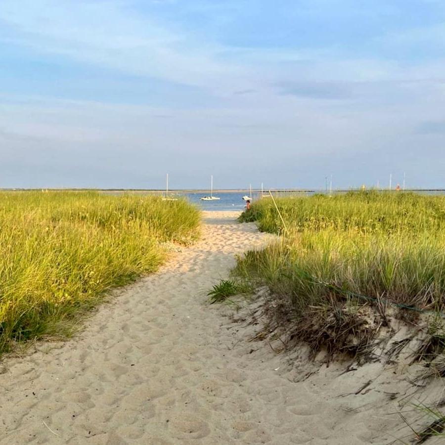 sand path through dunes to beach on natucket.